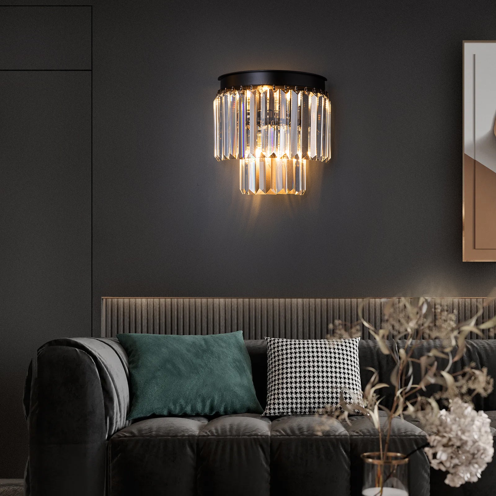 Luxware Polaris Black Clear Wall Lamp 25 cm