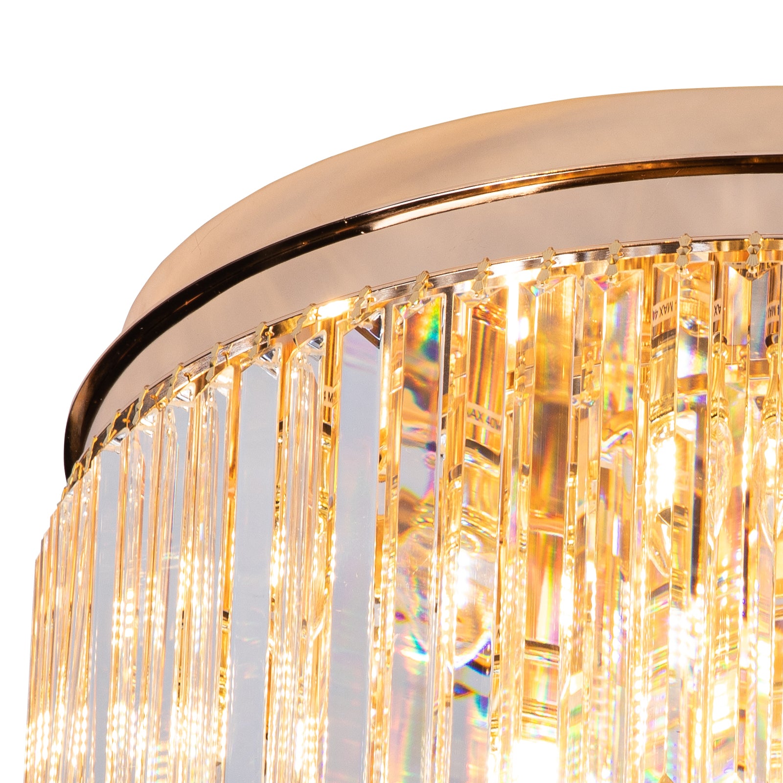 Luxware Polaris 1-Tier Chandelier with Clear K9 Crystal Prism in Gold Fixture - 60 cm