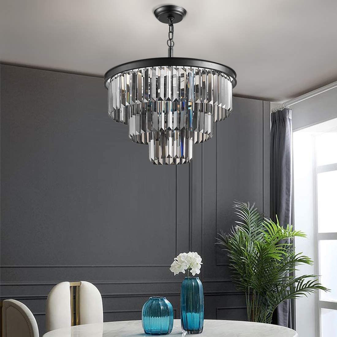 Three tier outlet crystal chandelier