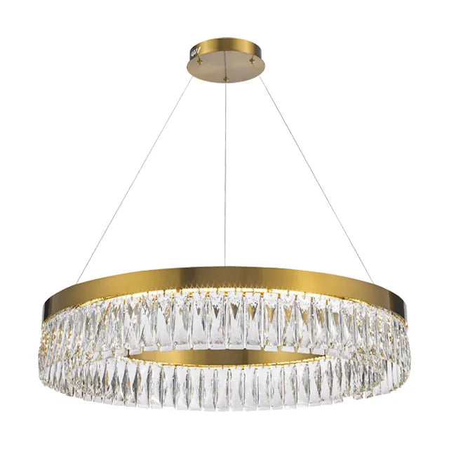 Luxware Halo Crystal Single Layered Gold Pendant Chandelier